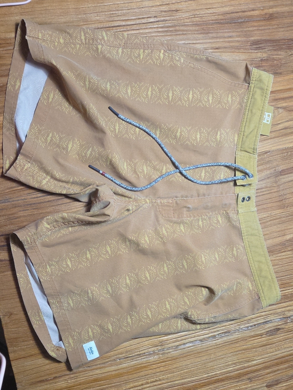 Men's Tan Patterned Drawstring Shorts